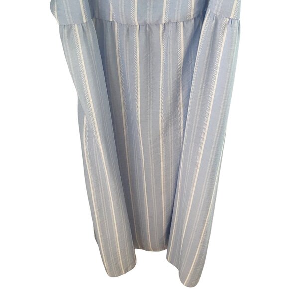 BCBG Paris Top Lined Blue & White Striped Dress Size XXL Tie Straps Side Pockets - Picture 5 of 12